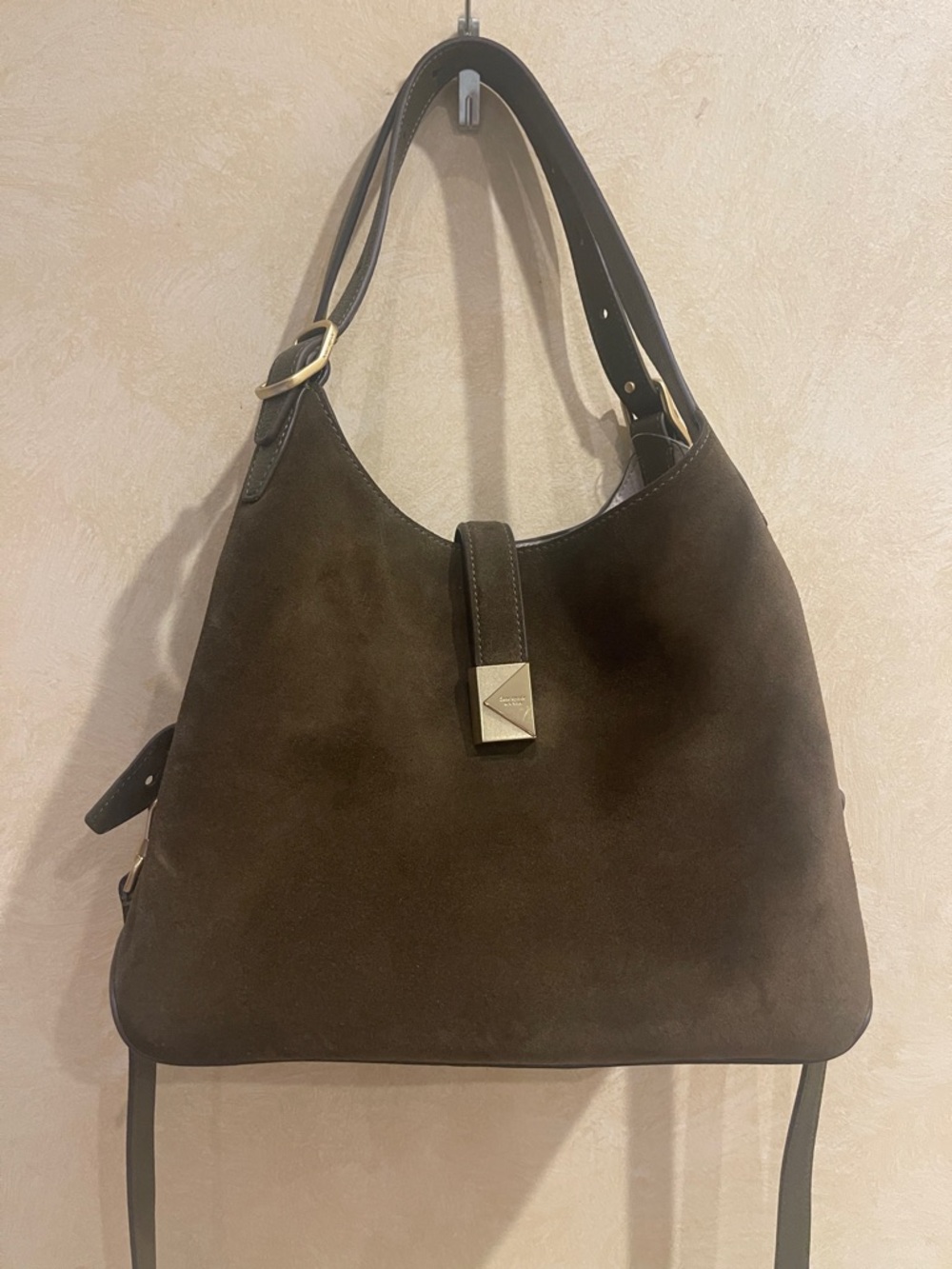 NWT Kate Spade Deco Large Suede Shoulder Hobo Bag in Burnt Sage